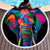Elephant Rainbow Round Beach Towel