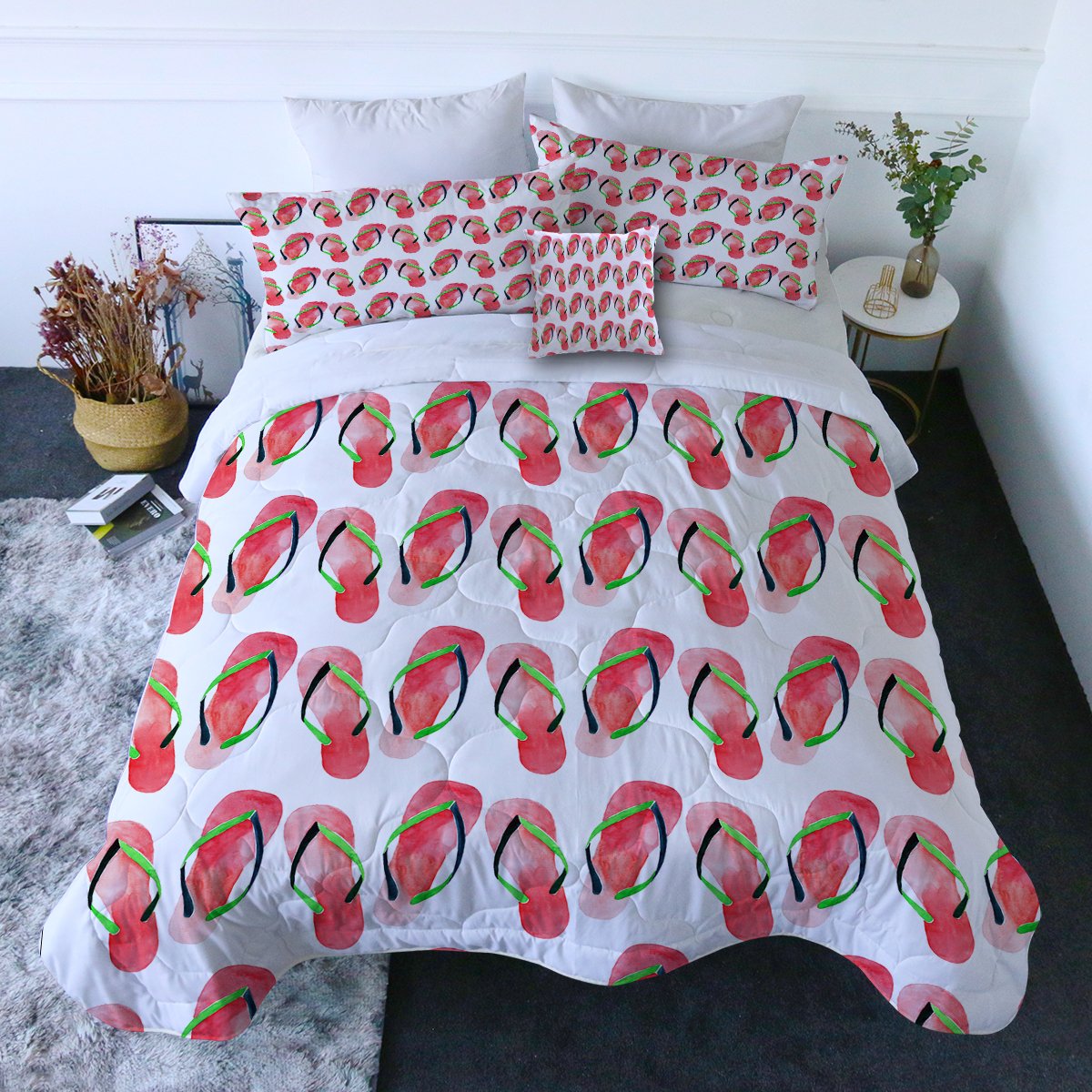 Fancy Flip Flops Comforter with Shams and Pillow Cover
