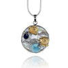 Fish Necklace with Larimar, Lapis Lazuli and Mother of Pearl