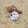 Fish Necklace with Larimar, Lapis Lazuli and Mother of Pearl