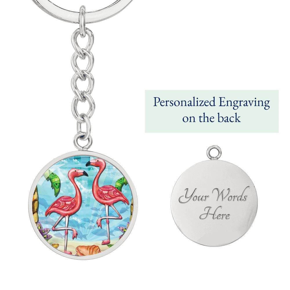 Flamingos Beachy Keychain