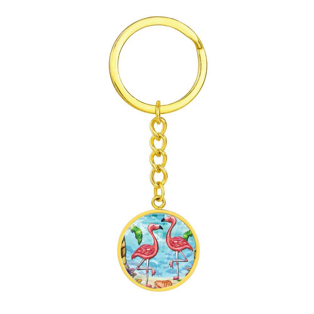 Flamingos Beachy Keychain