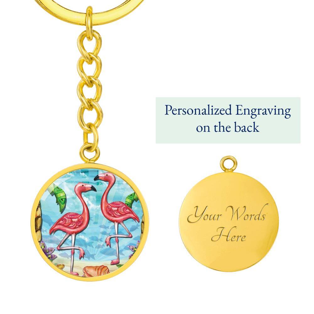 Flamingos Beachy Keychain