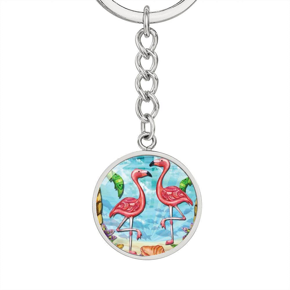 Flamingos Beachy Keychain