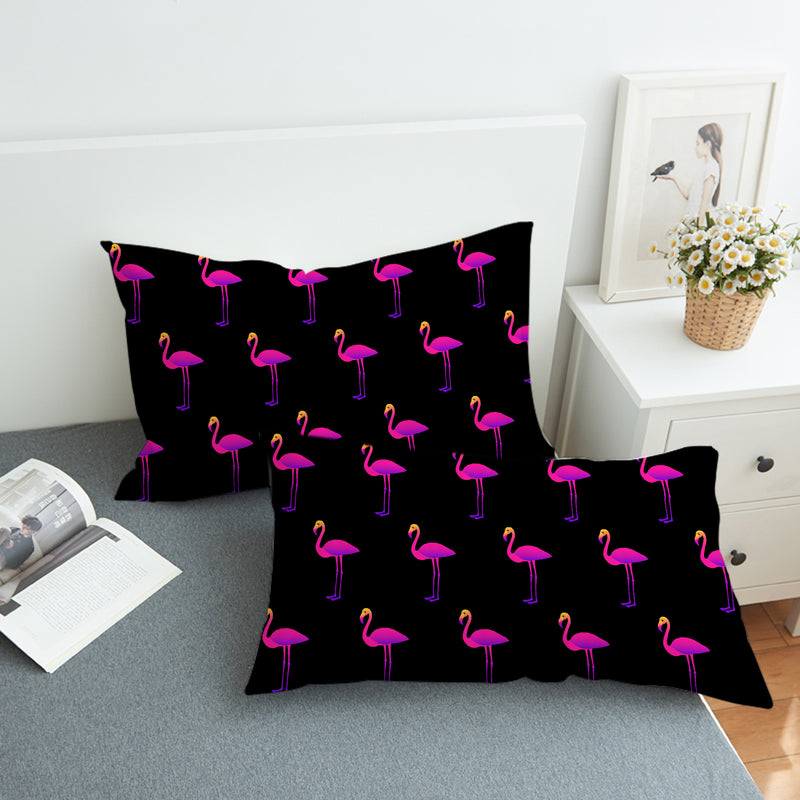 Flamingos in Black Comforter Set