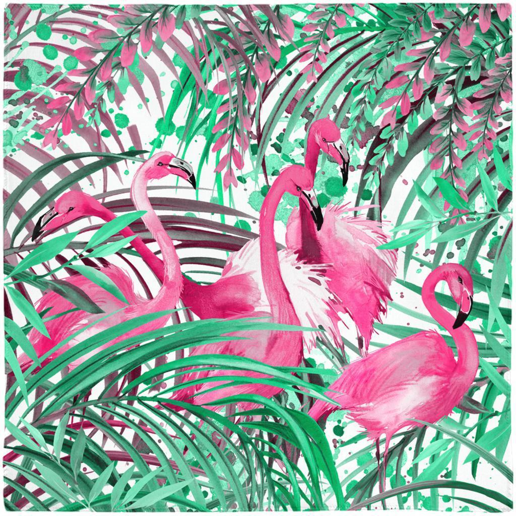Flamingos Painting Poly Chiffon Scarf
