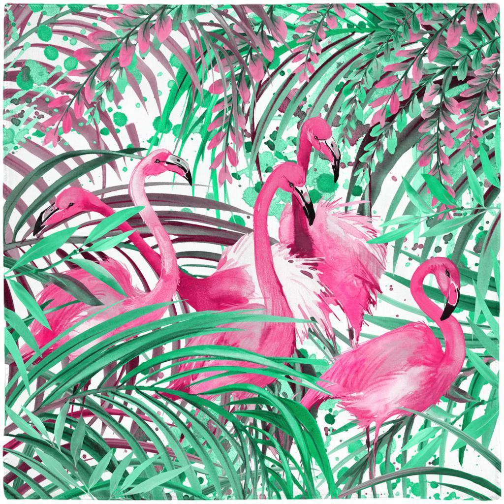 Flamingos Painting Poly-Voile Scarf