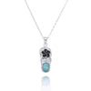 Flip Flop Pendant Necklace with Black Spinel Hibiscus and Round Larimar