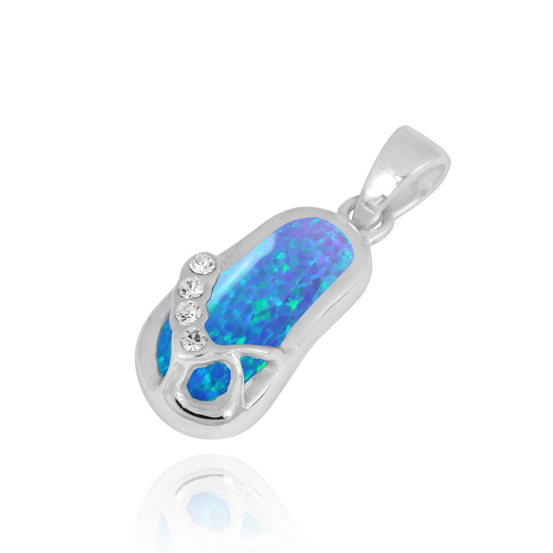 Flip Flop Pendant Necklace with Blue Opal