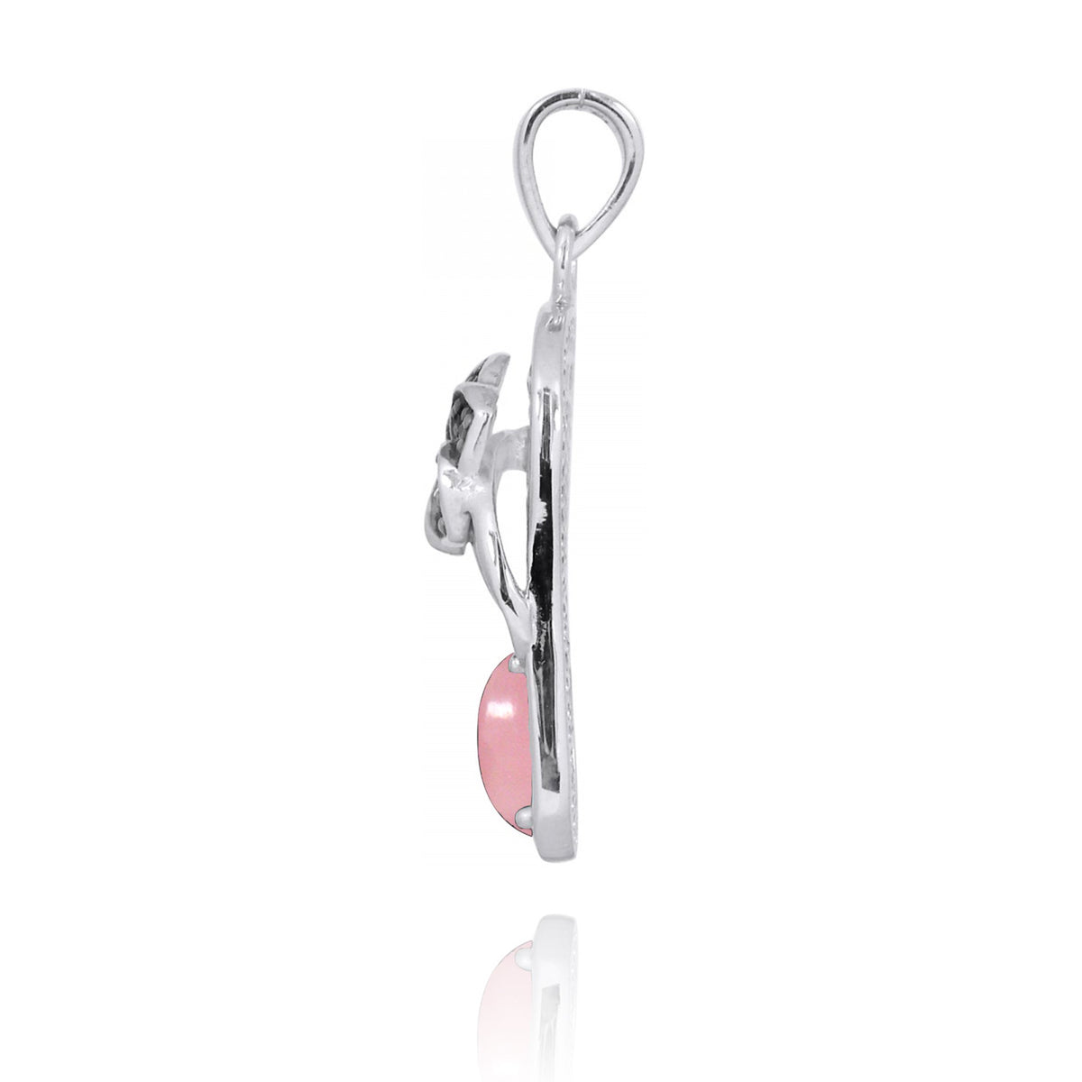 Flip Flop Pendant Necklace with Pink Opal and Black Spinel Hibiscus Flower