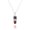 Flip Flop Pendant Necklace with Red Coral and Black Spinel Hibiscus Flower