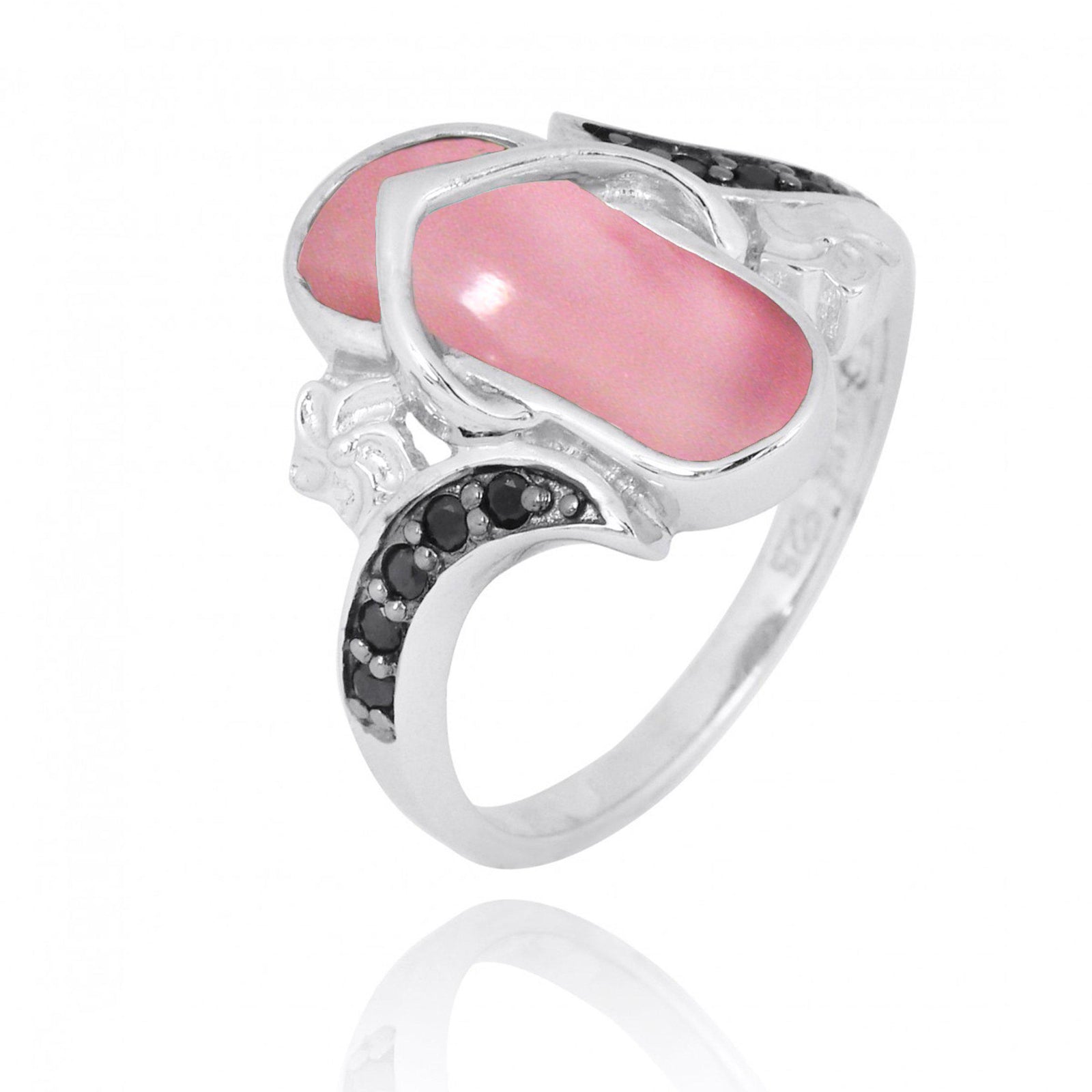 Flip Flop Ring with Pink Opal and Black Spinel
