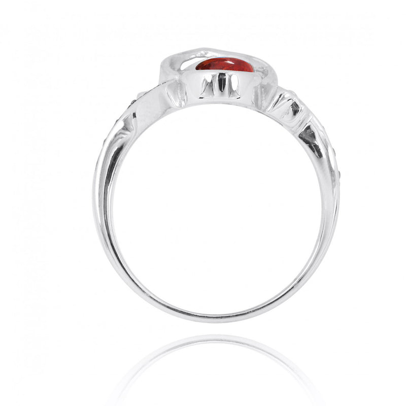 Flip Flop Ring with Red Coral and Black Spinel