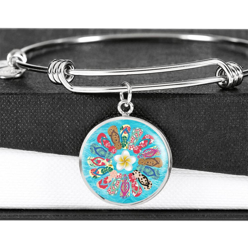 Flip Flops Flower Bangle Bracelet