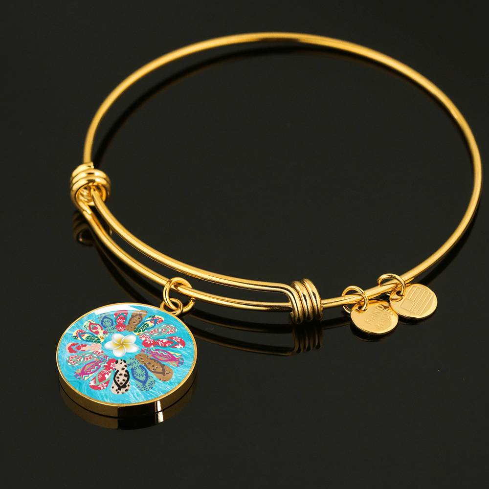 Flip Flops Flower Bangle Bracelet