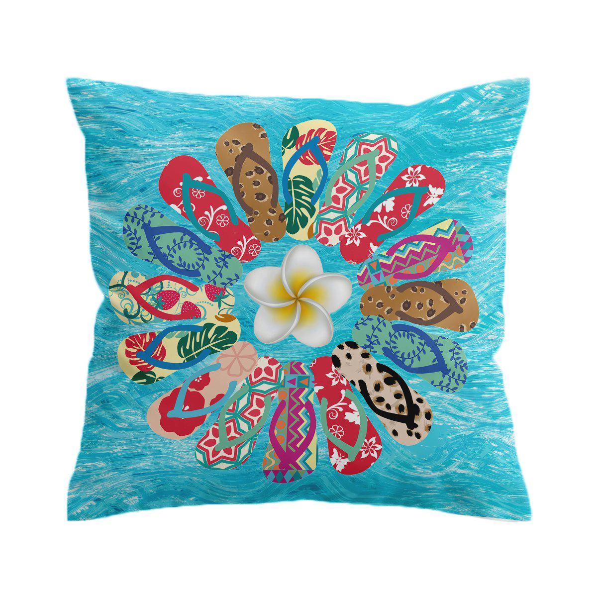 Flip Flops Flower Pillow Cover