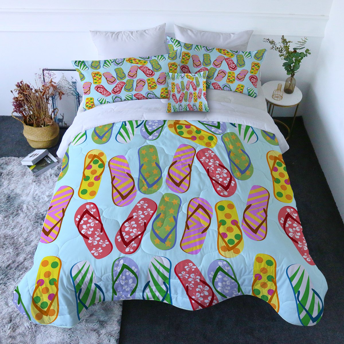 Flip Flops Kinda Girl Comforter with Shams and Pillow Cover