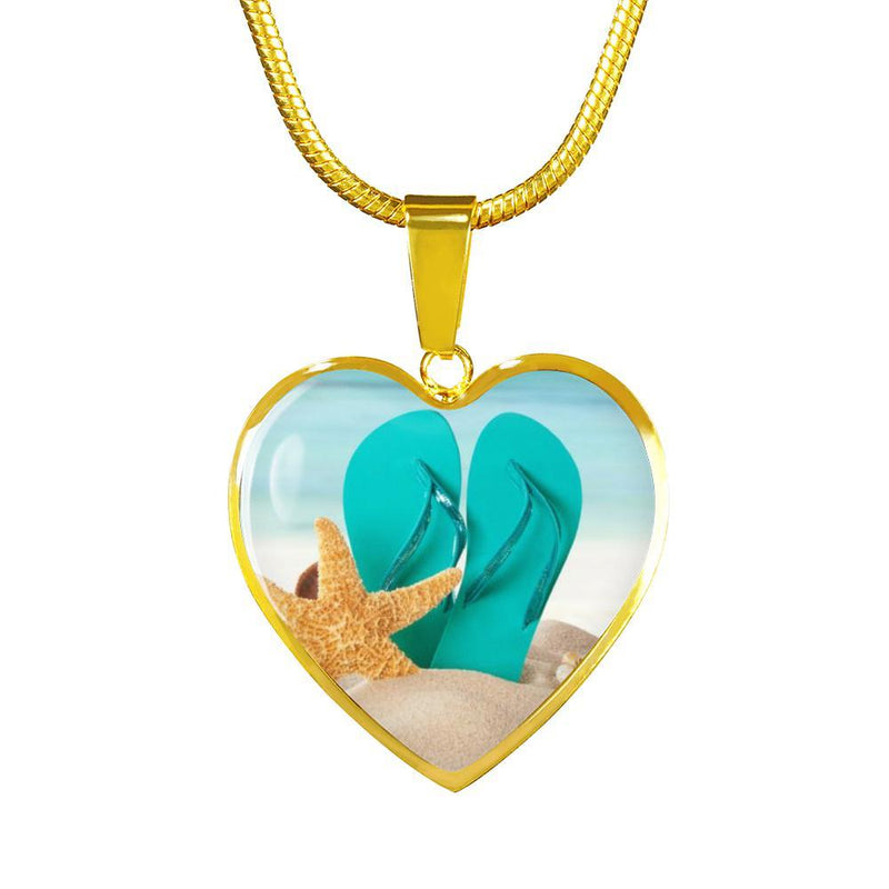 Flip Flops On The Beach Gold Necklace