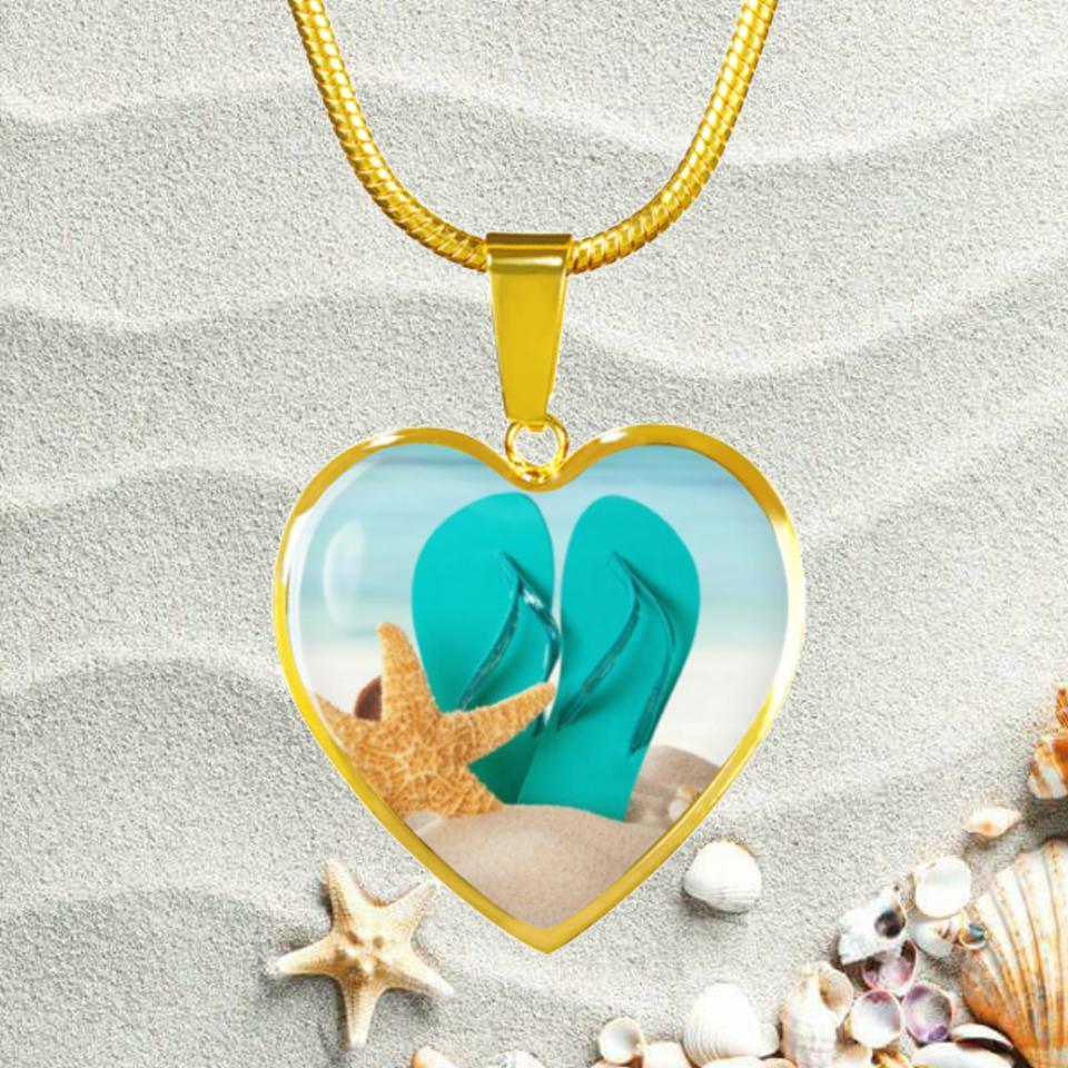 Flip Flops On The Beach Gold Necklace