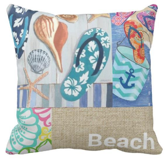 Flip Flops &amp; The Beach Pillow Cover
