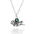 Floating Sea Otter Holding Round Abalone Shell Oxidized Silver Pendant Necklace