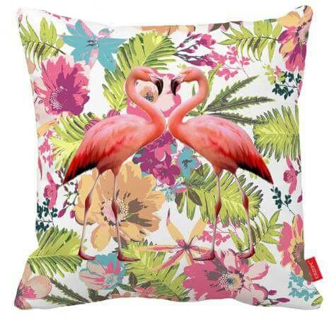 Floral Flamingos Pillow Cover