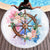 Flowery Helm Mandala Round Beach Towel
