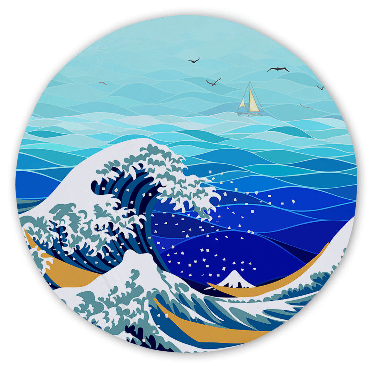 The Great Wave Round Sand-Free Towel