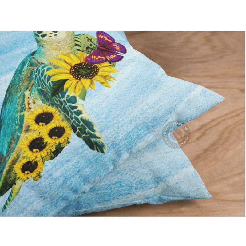 Green Sea Turtle And Sunflowers