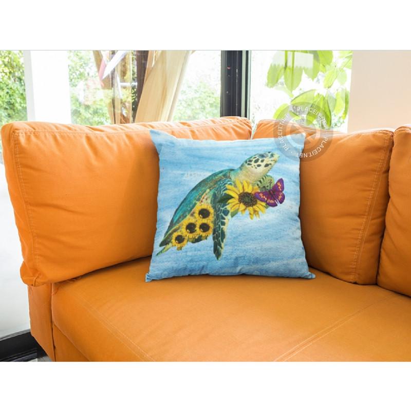 Green Sea Turtle And Sunflowers