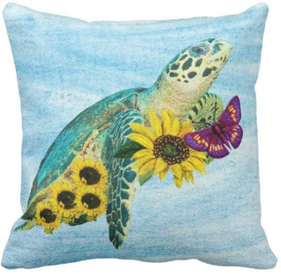 Green Sea Turtle And Sunflowers