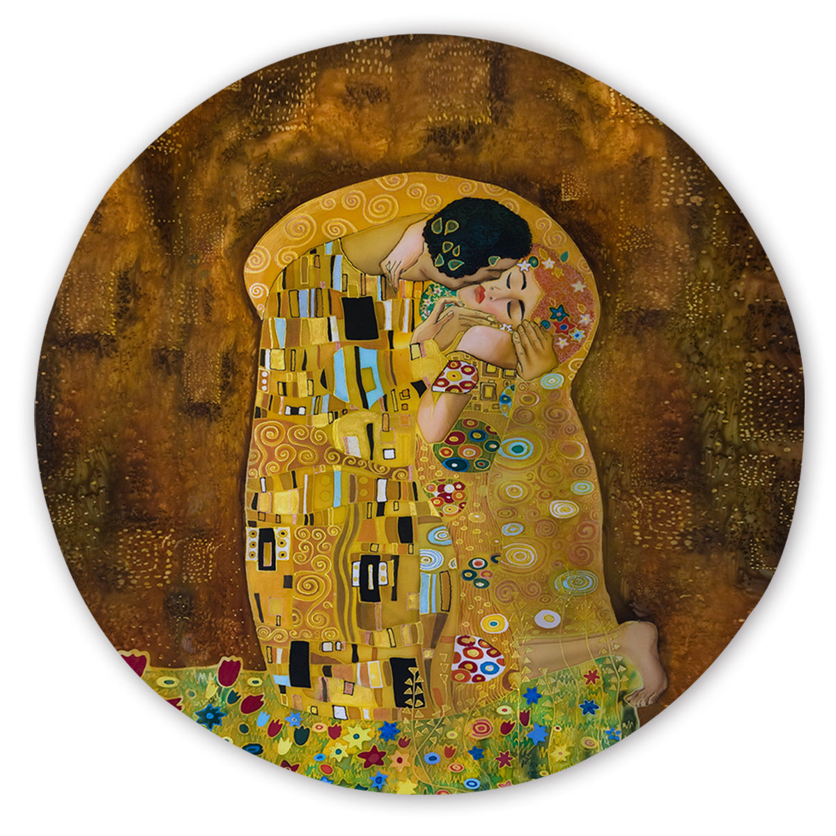 Gustav Klimt's "The Kiss" Round Sand-Free Towel