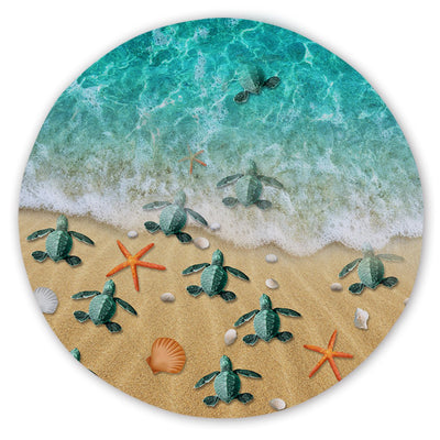 Happy Little Sea Turtles Round Sand-Free Towel