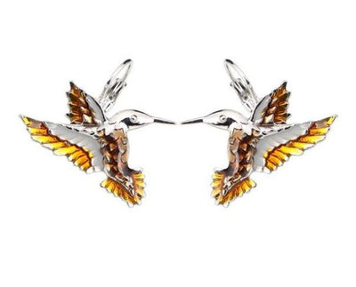 Happy Hummingbird - Enamel Pendant Clip-on Earrings
