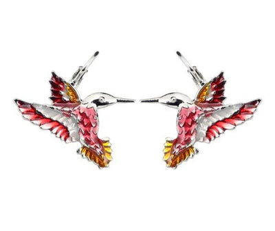 Happy Hummingbird - Enamel Pendant Clip-on Earrings