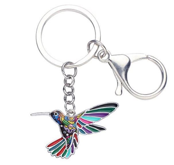 Happy Hummingbird - Enamel Pendant Key Ring