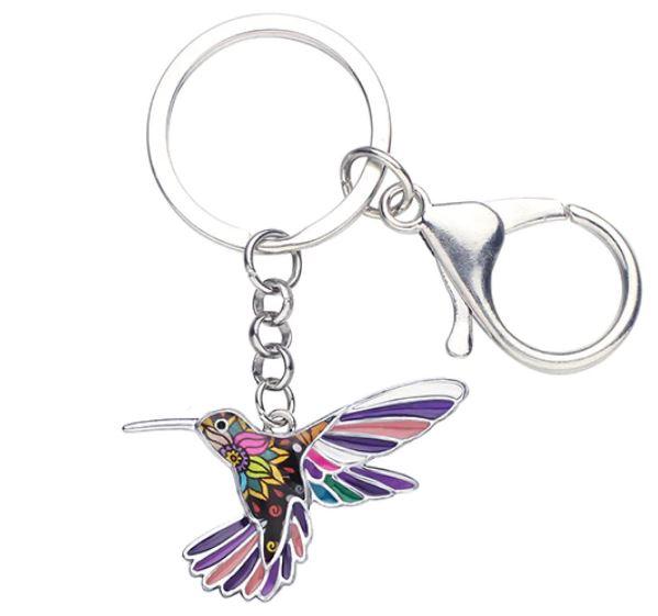 Happy Hummingbird - Enamel Pendant Key Ring