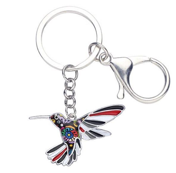 Happy Hummingbird - Enamel Pendant Key Ring
