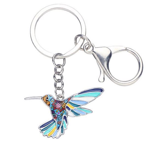 Happy Hummingbird - Enamel Pendant Key Ring