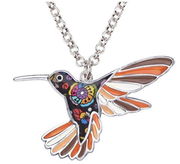 Happy Hummingbird - Enamel Pendant Necklace