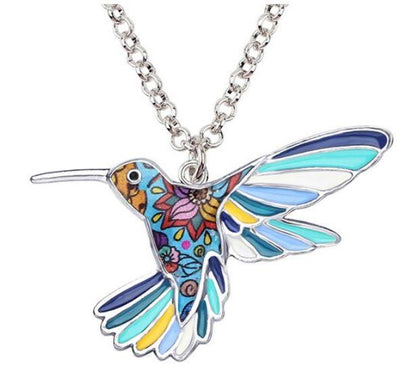 Happy Hummingbird - Enamel Pendant Necklace