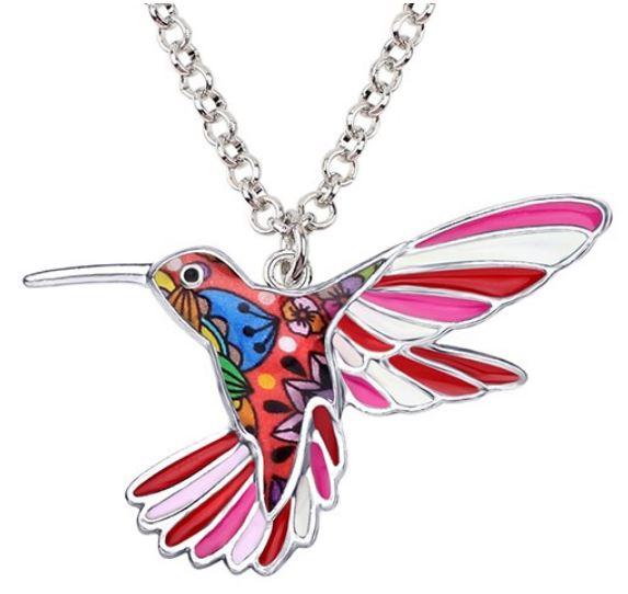 Happy Hummingbird - Enamel Pendant Necklace