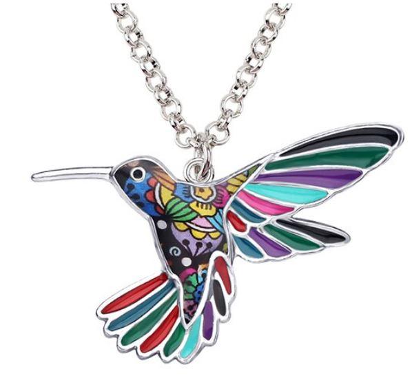 Happy Hummingbird - Enamel Pendant Necklace