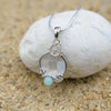 Helm Pendant Necklace with Larimar, Blue Topaz and Mother of Pearl Mosaic