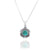 Hexagonal Shaped Oxidized Silver Pendant with Round Compressed Turquoise