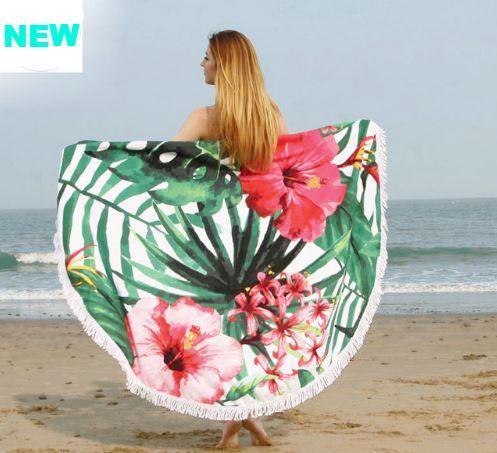 Hibiscus Round Beach Towel