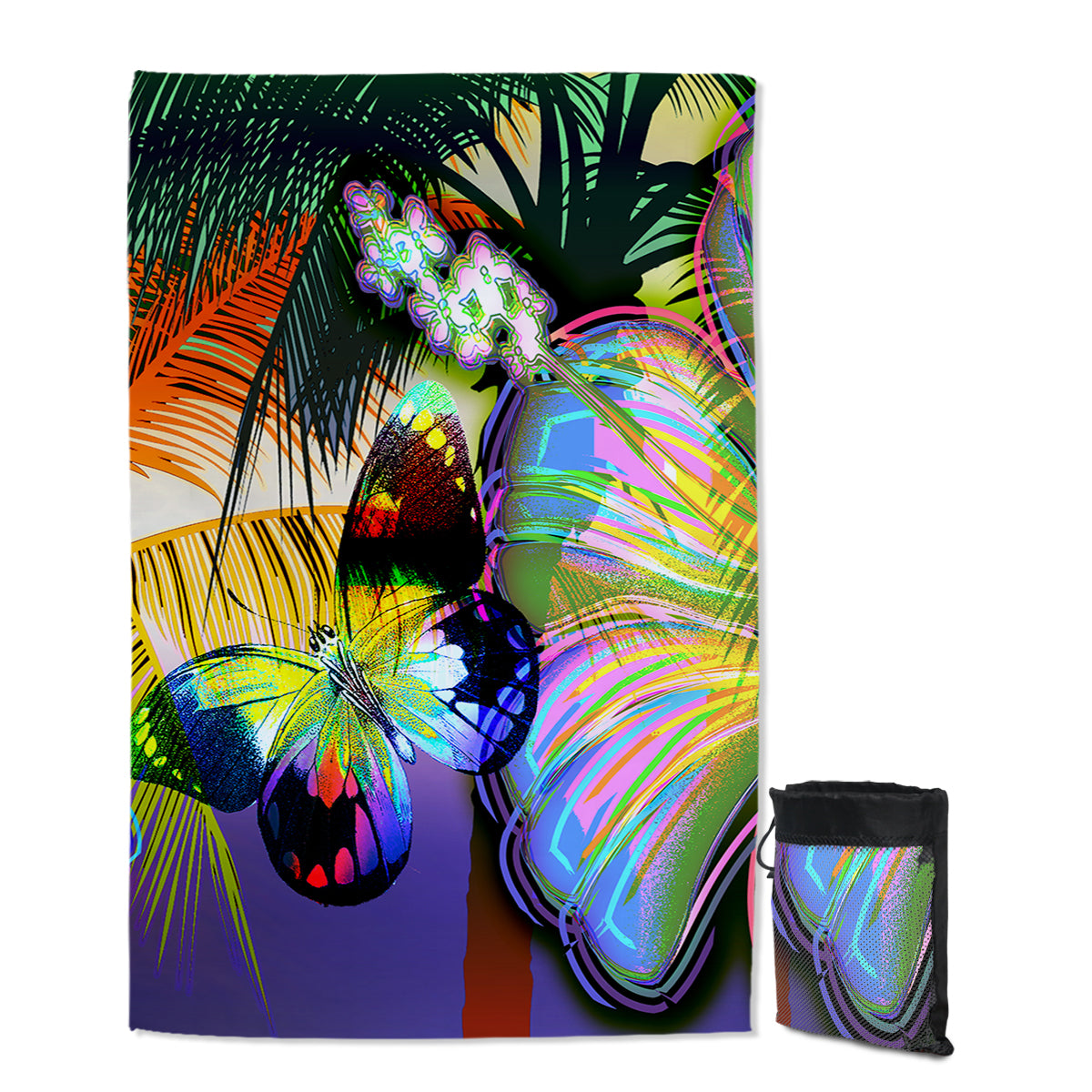 Tropical Hibiscus & Butterfly Sand Free Towel