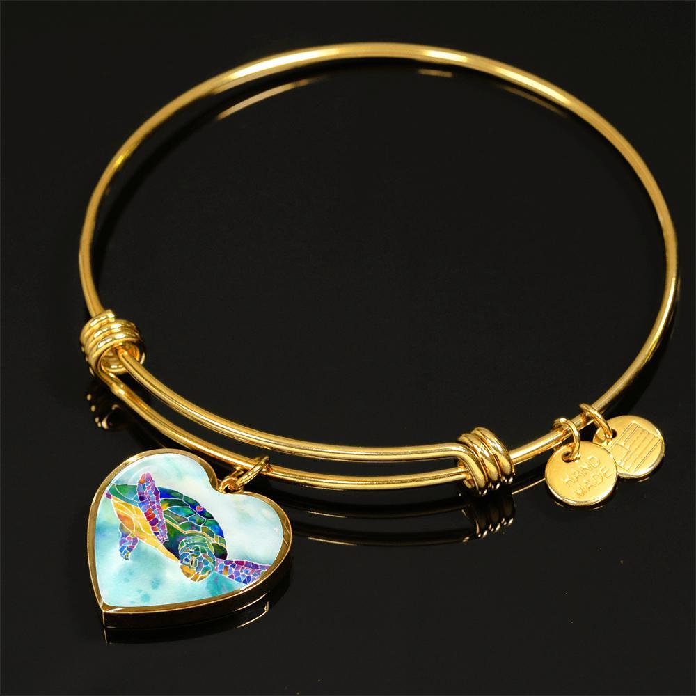 I Heart Sea Turtle Bangle Bracelet