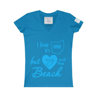 I Live In Ohio But My Heart Is at the Beach V-neck Shirt