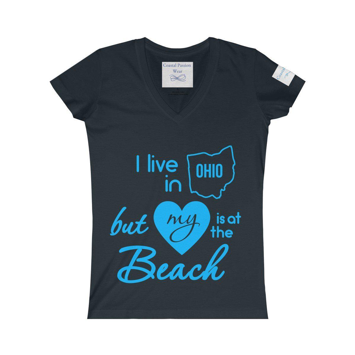 I Live In Ohio But My Heart Is at the Beach V-neck Shirt